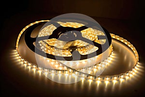 LED strip roll with yellow color Generative AI Illustration