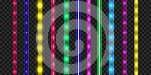 LED strip set. Colorful realistic illuminated tape decoration