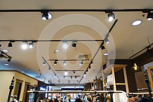 Led track light on fashion shop ceiling