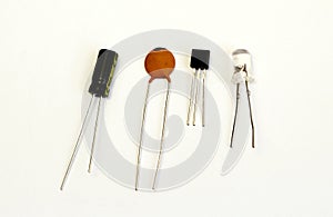 LED, transistor, capacitor, radio component