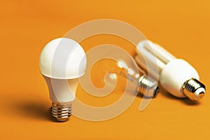 LED, Tungsten and fluorescent bulbs