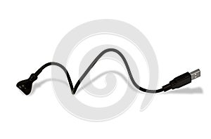 LED USB flashlight in black on a blue background close-up