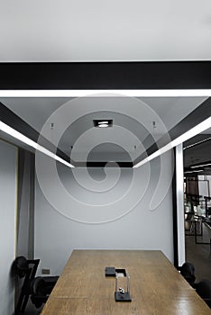 LED white cold light over workplaces.