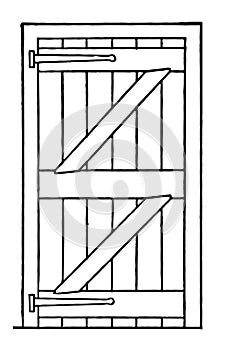 Ledged and Braced Door, vintage illustration