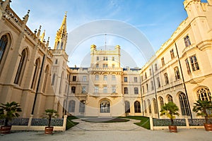 Lednice castle Chateau in Moravia, Czech Republic. UNESCO World Heritage Site