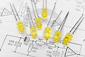 Leds over electronic diagram