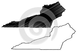 Lee County, Commonwealth of Virginia U.S. county, United States of America, USA, U.S., US map vector illustration, scribble