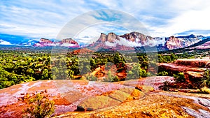 Lee Mountain, Munds Mountain and other red rock mountains surrounding the town of Sedona