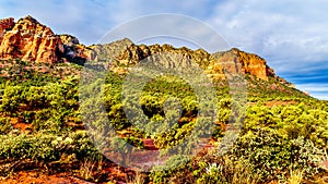 Lee Mountain and other red rock mountains surrounding the town of Sedona in northern Arizona