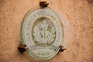 Leed Gold building plaque