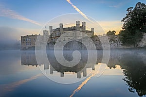 Leeds Castle, Kent, England, at dawn,