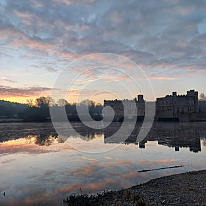 Leeds Castle at sunrise in Spring.