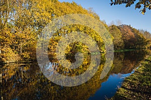 The Leeds liverpool canal at Aspull in Wigan, Lancashire