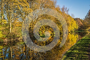 The Leeds liverpool canal at Aspull in Wigan, Lancashire