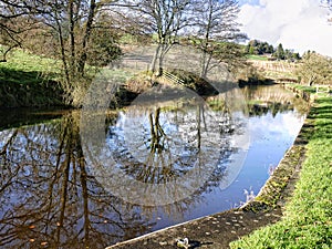 The Leeds Liverpool Canal at Salterforth in the beautiful countryside on the Lancashire Yorkshire border in Northern England