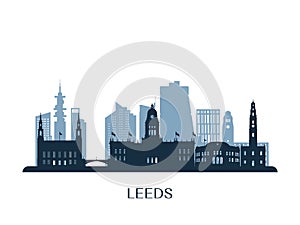 Leeds skyline, monochrome silhouette.