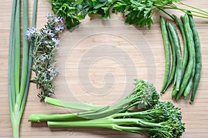 Leek, rosemary and stringless beans