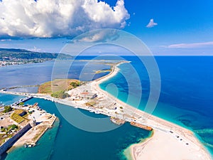 Lefkada bay and longest beach as seen from the air