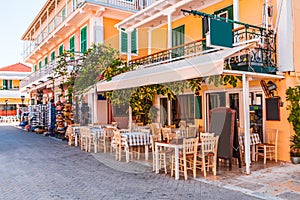 Lefkada, Greece. Greek taverna in Lefkada city.