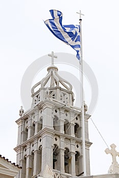 Lefkes, Paros, Greek Island church cathedral Greece national fl