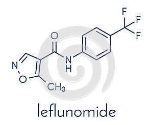 Leflunomide rheumatoid arthritis drug molecule. Skeletal formula.