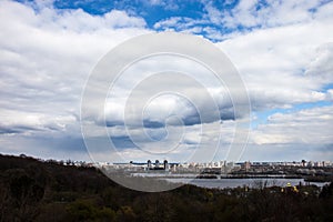 The left bank of the Dnieper river in Kyiv