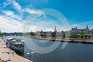 The left bank of the Oder in Szczecin together with the Pomeranian Dukes' Castle  Szczecin