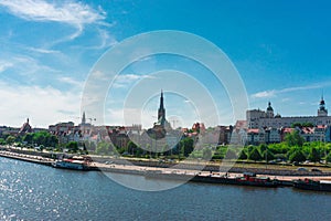 The left bank of the Oder in Szczecin together with the Pomeranian Dukes' Castle  Szczecin