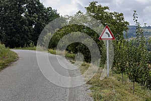 Left bend in a country road