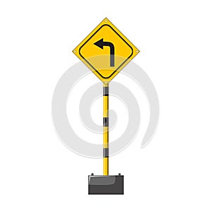 Left bend road signs or symbols