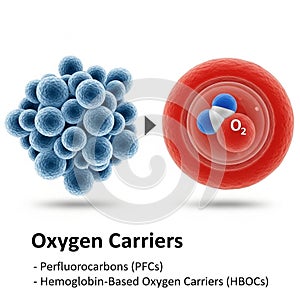 On the left, blue spherical structures represent Perfluorocarbons (PFCs)