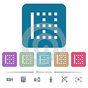 Left border flat icons on color rounded square backgrounds photo