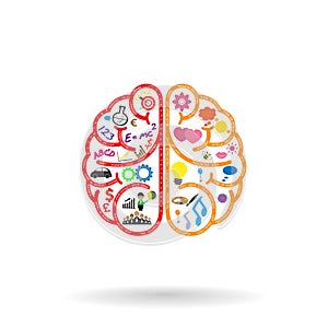 Left brain and right brain symbol,creativity sign,