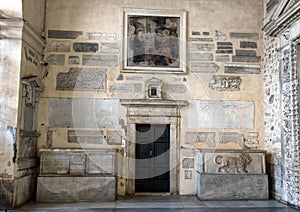 Left end of the narthex of the Basilica of Santa Maria in Trastevere