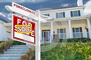 Left Facing Foreclosure Sold For Sale Real Estate Sign