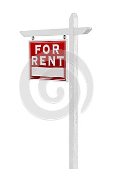 Left Facing For Rent Real Estate Sign Isolated on a White Background