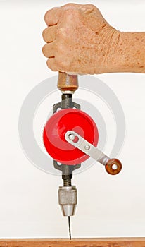 Left hand hold hand drill for drilling wooden