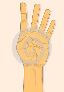 Left hand show four fingers.