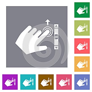 Left handed scroll up gesture square flat icons