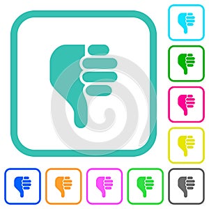 Left handed thumbs down solid vivid colored flat icons