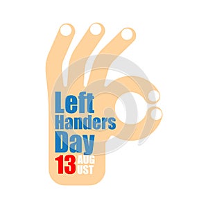 Left Handers Day, August 13th. Party poster