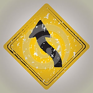 left reverse curve road sign. Vector illustration decorative design