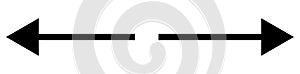 Left and right arrow, pointer, cursor in opposite direction. Intersection, navigation, forward-backward arrow element