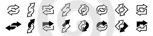 Left right arrows vector icon. Exchange vector icons. Transfer arrows. Inrease and decrease line arrows