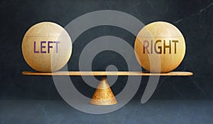 Left and Right in balance - a metaphor showing the importance of two opposite aspects of life, Left and Right, staying in