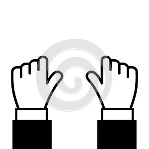Left and right hands icon cursor isolated on white