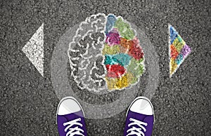 Left and right hemisphere, human brain concept