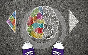 Left and right hemisphere, human brain concept