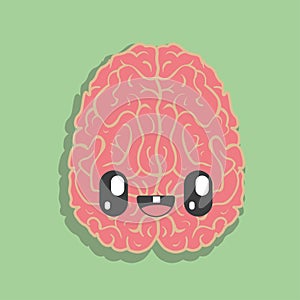 Left and right hemisphere of human brain kawaii style