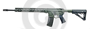 Left side AR15 rifle with foliage green paint photo